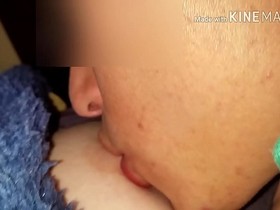 Sleeping wife, sucking nipple & nipple play